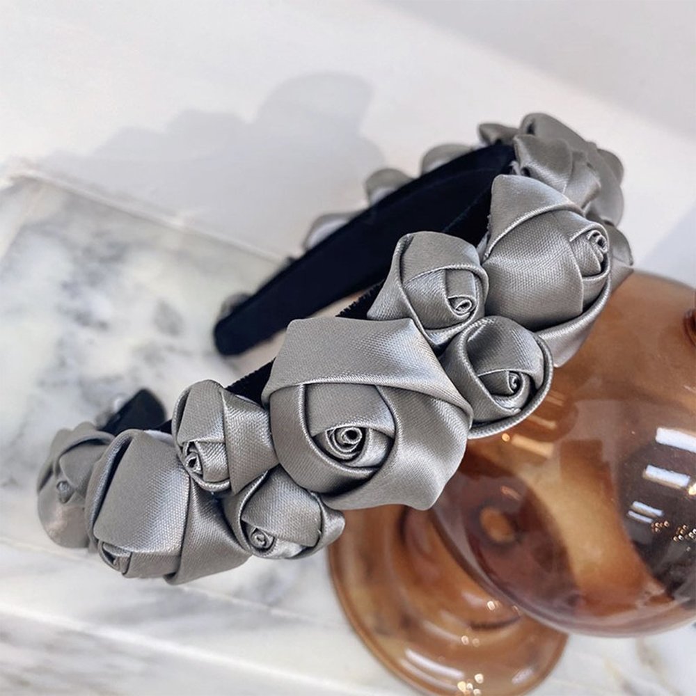 Elegant Satin Rose & Knot Headband